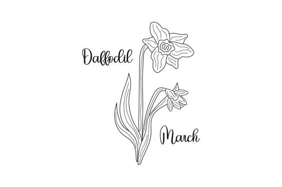 Birth Month Flowers - March Daffodil Embroidery