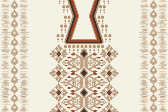 Floral Ikat Paisley Neckline Embroidery