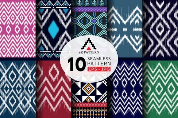 Vector Seamless Pattern Embroidery Set